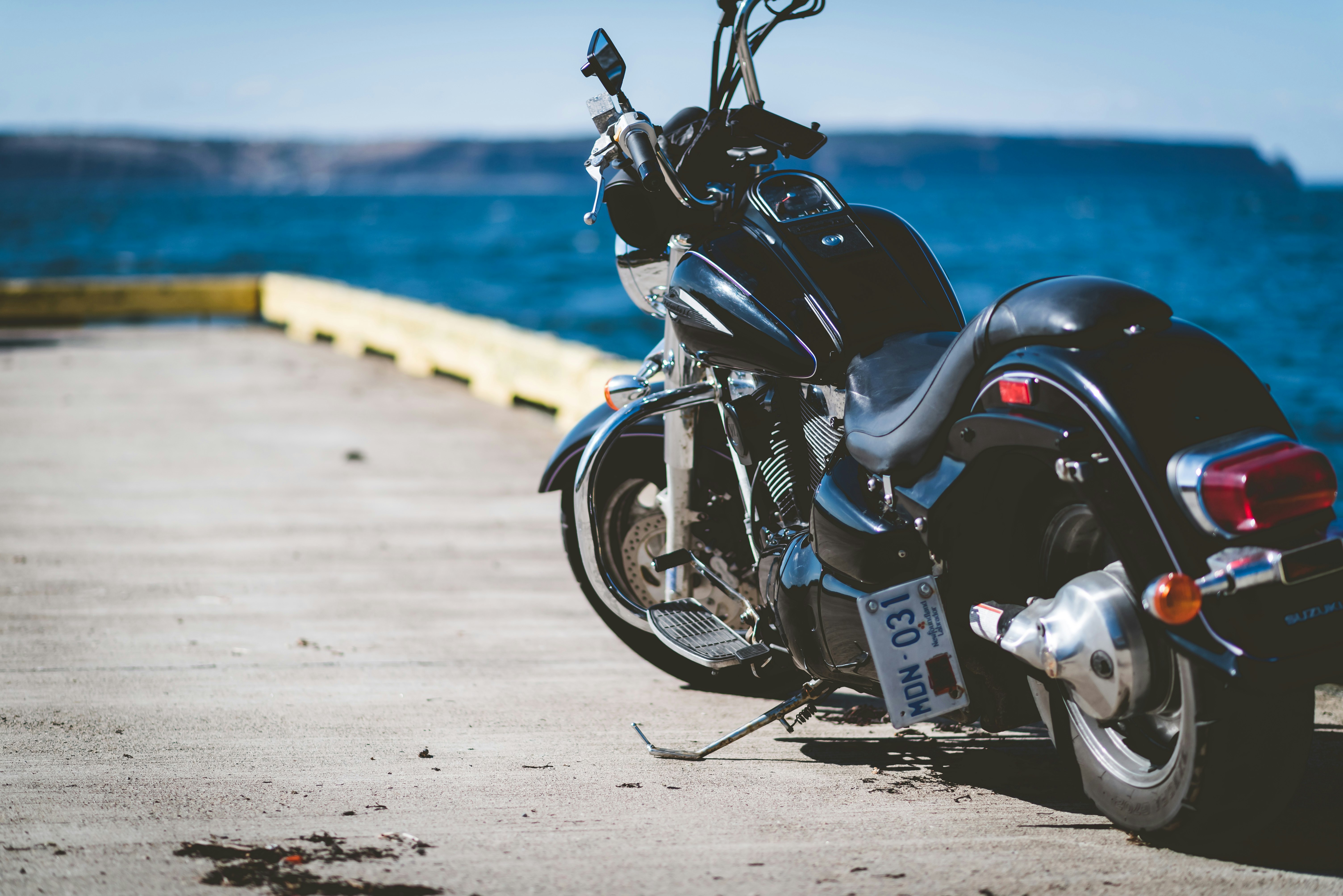 black touring motorcycle